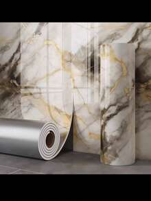 1 Roll Self-Adhesive Marble Peel And Stick Wallpaper - Removable And Reusable Backing, Size: 118.11 Inches/93.7 Inches, Green Base With Gold Veins - Luxurious Marble Appearance, Ideal For Kitchen, Bathroom, Living Room Decor - Easy To Install And Remove, Suitable For DIY And Professional Projects, Bathroom Wall Decor, Luxurious Appearance, Thick Faux Marble, Wall Covering, Elegant Design, Durable Material, Decorative Film, For Indoor Use - Multicolor - View 8