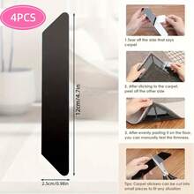 5.1" X 0.98" Non-Slip Carpet Tape (2/4/6 Pcs), Washable Carpet Gripper, Carpet Pad Clips, Carpet Fixing Stickers, Anti-Curling Carpet Clips, Double-Sided Long Carpet Tapes, Home Decor - Reusable And Washable, Suitable For Hardwood Floors, Tiles, Marble And Carpets, Prevents Shifting And Keeps Flat. - Multicolor - View 13