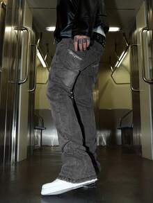 Jeans casuales de corte slim y ajustados para hombre - Gris - Ver 1