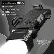 Đèn pha xe đạp 3 trong 1 sạc điện tích hợp còi và giá đỡ điện thoại, đèn an toàn xe đạp đa chức năng, lý tưởng cho việc đi xe ban đêm, phù hợp cho cả nam và nữ. - Nhiều màu - Xem 11