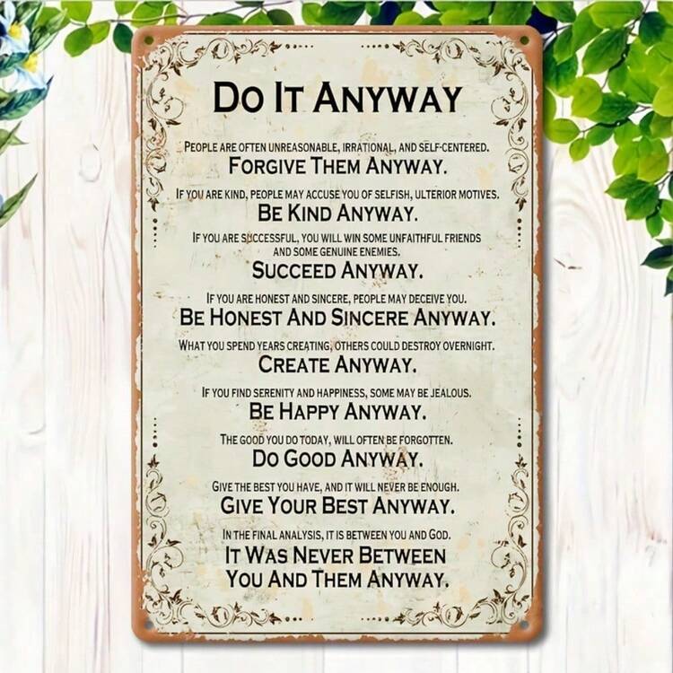CIF BUY American Vintage "Do It Anyway" Metal Wall Sign 7.87x11.81 Inch, Rustproof Weatherproof Farmhouse Decor For Home Porch Garage Ba - 彩色 - 查看 4