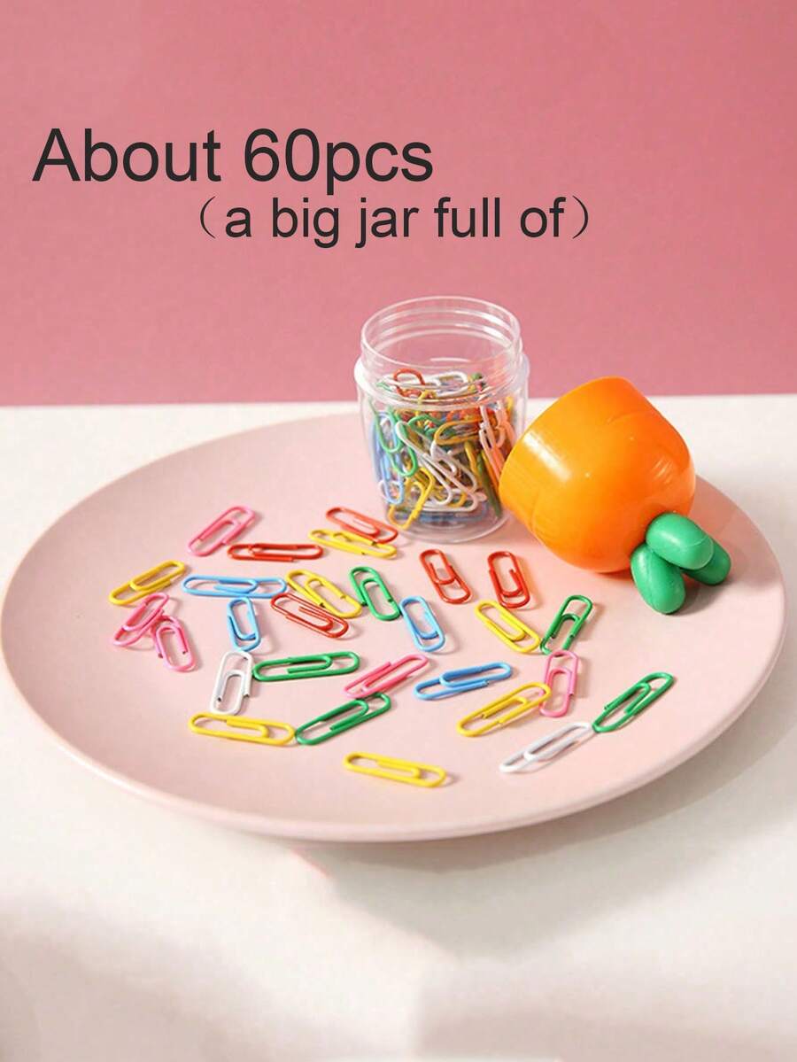 1 Set Creative Carrot Shaped Paperclips, Practical Office Paperclip Set, Minimalist Useful Paperclips - Multicolor - View 1