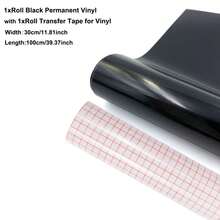 永久性乙烯基卷材套装 - 30 x 100厘米 多色永久性粘性乙烯基卷材 1 包 + 1 包转移胶带，兼容大多数切割机，易于使用，适用于派对装饰、贴纸、工艺切割、汽车贴花