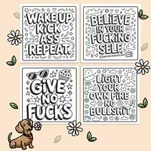 （升级豪华版，厚纸，20.5 * 20.5厘米）《励志脏话语录大胆简易涂色书：22页放松身心的涂色页》，适合情侣和家庭，适合聚会、情人节、生日和其他节日。绘画和学习用品，22页，书籍，涂色书，学习用品，学校，圣诞节，万圣节，生日，返校礼物，涂色书，美术用品 - 單件 - 查看 5