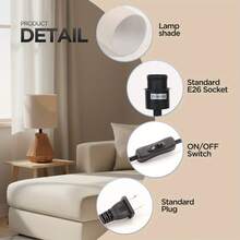 KUNJOULAM Rattan Table Lamp, Small Nightstand Lamp With Linen Fabric Lampshade, Desk Lamp For Living Room Home Office - View 5