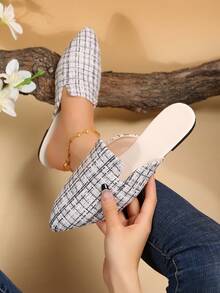 White Silver Black Check