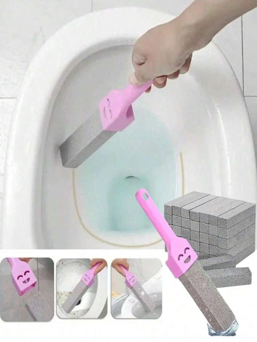 2块/1块灰色浮石清洁器，带通用手柄，适用于清洁马桶、浴室、厨房、水疗中心、泳池，可去除水垢，圣诞礼物，马桶刷 - 粉紅色 - 查看 1