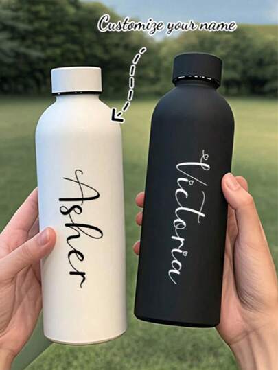 1pc Customized Double-Layer Stainless Steel Coffee Cup/Soda Bottle, Sports Insulated Water Bottle, 500ml/17oz Personalized Name Cup, Multiple Colors Available, Suitable As Back To School, Holiday And Birthday Gift For Boys And Girls