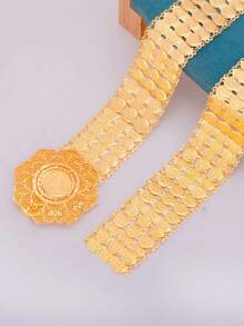 18K+镀金几何、花卉和图腾雕刻男女通用腰链，适合婚礼、母亲节/父亲节、节日——男女皆宜的礼物 - 香檳色 - 查看 9