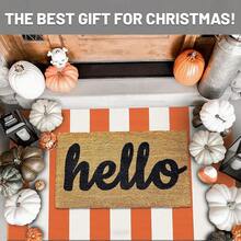 IOHOUZE Fall Door Mat 27.5inch X 43inch Orange White Striped Area Rug Washable Front Porch Rug Striped Door Mat Outside Entrance Entryway Doormat For Fall, Halloween, Than1ks 1giving Porch Decor,One-Size,OrangeWhiteStripe24inchx38inchRectangular - 橙白條紋 24吋x38吋長方形 - 查看 3