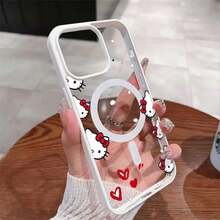 SANRIO Cute Red Ribbon Lucky H-Hello Kitty Magnetic Wireless Phone Case For 17 16 15 14 13 12 11 PRO MAX PLUS Drop-Proof Cartoon Cover - A3H - Xem 12