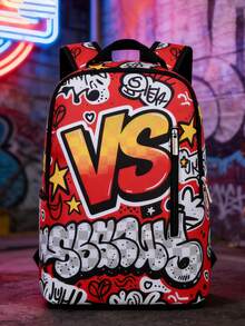 1pc Cartoon Print Backpack, Suitable For School, Laptop, Notebook, Teens, Travel, Sports, Work - Stylish Large Capacity Bag - Brown - View 10