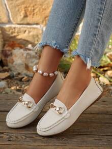 2025年流行女式莫卡辛平底鞋、套脚乐福鞋、休闲鞋、流苏装饰、百搭软底便鞋、优雅时尚、宽敞轻便、耐穿疲劳的乐福鞋 - 白色 - 查看 3