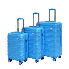 £50 3 Piece Suitcase Set - ABS Hard Shell Luggage Next Day Delivery For Holiday Business - Sky Blue - View 1