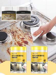JUE FISH 2 Packs, 80 Sheets/Pack Kitchen Wet Wipes, Strong Grease Removal, Disposable Cleaning Wipes For Home Use, Effective For Removing Oil, Smoke And Stains On Kitchen Countertops, Stoves, Ovens And More - Multicolor - View 9