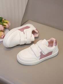 1 par de zapatillas de moda unisex para niños, zapatos deportivos para exteriores y escuela en primavera/otoño, zapatos sin cordones de PU, zapatos para bebés/niños pequeños para todas las estaciones, recomendados para Ramadán, Eid Al-Adha y regreso a la escuela - Rosa - Ver 2