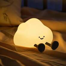 Nube de Silicona con Luz Nocturna, Lámpara LED Táctil Regulable, Luz de Noche Recargable con USB, Luz Esponjosa para la Guardería, Decoración del Dormitorio Infantil y Regalos(Cloud),36985911 - Café integral - Ver 1