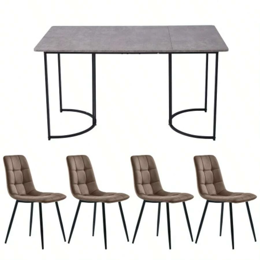 Dining Table & Chair Sets - Coffee Brown - View 1