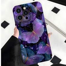 2026 nueva funda de teléfono esmerilada, funda de teléfono diseño de mariposa galaxia púrpura para iPhone 17 14 13 12 11 Pro Max y funda de protección para teléfono  Galaxy S23 S22 S21 S20 Plus, regalo de funda de pareja para novio y novia, regalo de vacaciones - Blanco antiguo - Ver 7