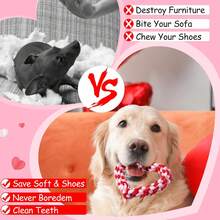 1 Set Heart-Shaped Valentine's Day Pet Toys, Popular Fashion, Dog Toys, Cat Toys, Chew & Tug Resistant, Festive Atmosphere, Must-Have Gift - Multicolor - View 3