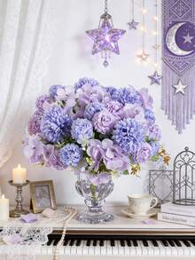 1支11.22英寸人造丝菊花、绣球花、仿真花，情人节礼物，逼真花卉装饰，适用于早午餐、DIY婚礼花束、派对、家居客厅、厨房、花园、酒店、办公室、Rama装饰、情人节、感恩节装饰、DIY花环、礼物、餐桌中心摆件、生日装饰、室内/室外装饰、散装人造塑料花、花瓶装饰、农舍家居装饰、波西米亚风婚礼 - 紫色 - 查看 7