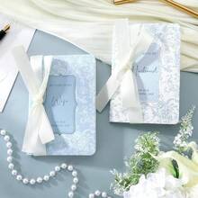 2 Pcs  Wife And Hand Wedding Vow Books With Ribbon Bow Floral Vow Books Notebook Wedding Vows Bride And Groom With 48 Pages 3.94 X 5.91 Inches Bridal Shower Gifts - Black - View 4