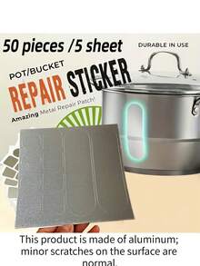 10pcs/50pcs/100pcs/200pcs Pot/Bucket Crack Repair Patches, Stainless Steel Pot Repair Patches, Bucket Repair Patches, Pot Repair Patches, Practical Pot & Bucket Repair Tape Set, Waterproof, Oil-Resistant, High-Temperature Resistant Aluminum Foil Tape, Essential Household Item