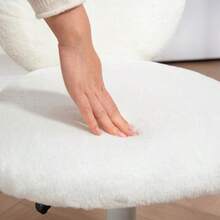 HOMCOM Office Chair, Office Chair With Rabbit Ears, Height Adjustable, Velvet-Look Dressing Chair, Swivel Chair, Bedroom Chair, White - White - View 8