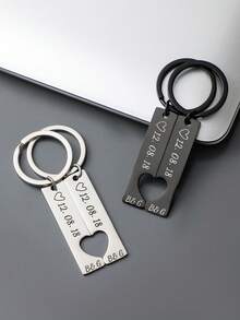 Valentine's Day Custom Split Heart Keychains - Personalized Date & Initials Couple Key Rings For Couples/New Parents, Anniversary/Wedding Romantic Gift. - Multicolor - View 7