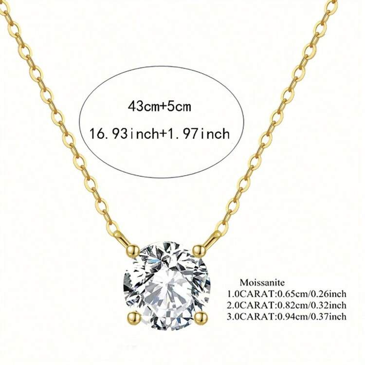 ConiiW Dây chuyền bạc 925 với đá Moissanite 1ct, 2ct và 3ct, khung mạ vàng 14K kiểu bốn chấu. Món quà hoàn hảo cho nam, nữ và các cặp đôi vào mùa thu/đông. Thích hợp để đeo hàng ngày, dự tiệc, Giáng sinh, Lễ Tạ ơn, Halloween, Ngày lễ tình nhân, tựu trường, đám cưới, sinh nhật, kỷ niệm và năm mới. - Vàng - Xem 9