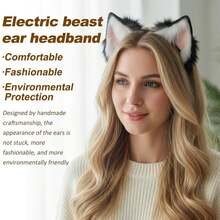 Super Cute Electric Ears: Automatic And Touch-Sensitive Modes Cat And Fox Ears For Cosplay - USB Rechargeable Ears With Touch-Sensitive Mode, Soft Plush Material, Suitable For Halloween, Christmas, Valentine's Day Cosplay Accessories, Costume Accessories, Party Masks - 阿努比斯神廟 - 查看 5
