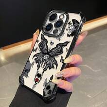 Funda de teléfono gruesa de cuatro esquinas compatible con 14 PRO PLUS, patrón de sueño de calavera y mariposa, marco de TPU electrochapado, funda de protección completa transparente con airbag, adecuada para chicas, protección de teléfono, funda a prueba de golpes, patrón de moda, diseño de mariposa, material duradero, impresión, accesorios de moda, usuario de moda - Colores mixtos - Ver 6