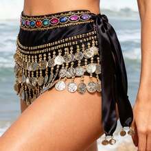 1pc Outfits Belly Dance Glitter Sequins Tassel Skirts, Fashionable Dancing Waist Belt Skirts For Belly Dance - Multicolor - View 4