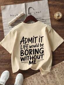 Young Boy Casual Graphic Print Crew Neck Short Sleeve T-Shirt, Summer Top - Apricot - View 6