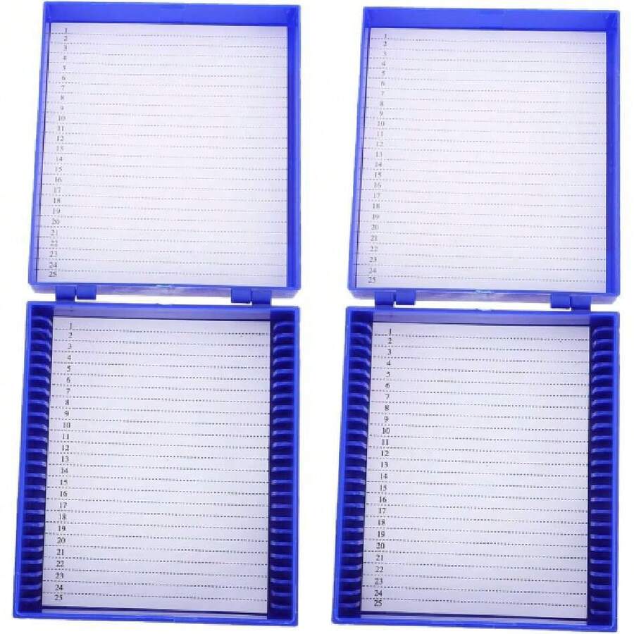 2 Pieces Microscope Slide Storage Box Container With Compartments Slide Organizer With Buckle Design And Serial Numbers For, 36981613 - 橘色 - 查看 1