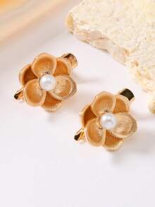 2/3/6pcs Pearl Flower Hair Clips, Suitable For Dates, Parties And Other Occasions - Gold - View 2