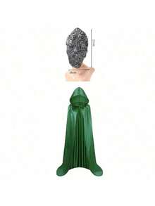 2pcs (Mask + Cape) Scary Skeleton Latex Mask, Masquerade Party, COSPLAY, Haunted House, Role Play - Multicolor - View 1