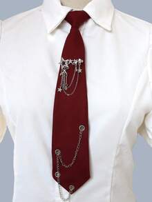 1pc Women's Tassel Chain Tie-Free Collar, Suitable For Casual, School, Street, And Daily Wear