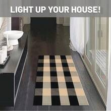 IOHOUZE Buffalo Plaid Checkered Rug 2x3 Ft Front Door Mats, Washable Area Rugs For Front Porch Welcome Mats Indoor Outdoor, Entryway Door Rug For Entryway, Home Entrance, Tan Black,One-Size,TanandBlack2x3Rectangular - 棕褐色和黑色 2x3 矩形 - 查看 5