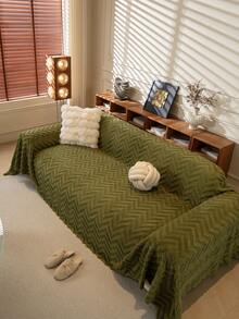 1件加厚绒毛沙发毯，简约百搭沙发套，奢华优雅沙发套，高端质感，耐磨可水洗，四季皆宜，保护沙发外观，柔软舒适，适用于客厅、卧室、办公室、1-4人沙发 - 綠色 - 查看 3