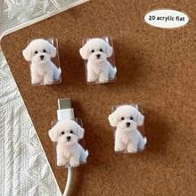 2/4/8pcs Cartoon Puppy & Owl Pattern Cable Protector, Cute & Fashionable Saver, Acrylic Material, Protect Charging Head, Earphone, Phone Cables From Breaking, Extend Data Cable Lifespan, Compatible With Android Type-C/Apple 20W Fast Charging Cable - Multicolor - View 3