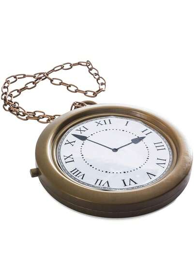 Halloween White Rabbit Costume Accessories Party Supplies 1 Piece Of Clock Necklace Hip-Hop Rap Style Clock Necklace, Suitable For Party Costume Props