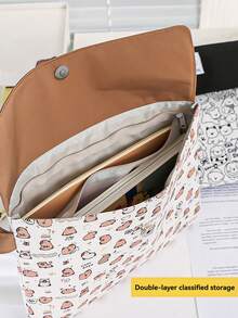 1 Piece, 2025 New Capybara File Bag, Student Cartoon Pen Bag, High-Value Storage Bag, Large-Capacity Stationery Bag, Zipper Test Paper Storage Bag, - Multicolor - View 6