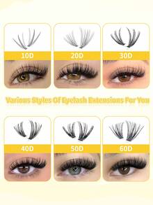 600pcs C-Curl Fluffy 3D Mink Eyelashes, High Quality, Lowest Price, New DIY False Lashes, Soft & Voluminous, Suitable For Short, Light-Colored, DIY Eyelash Extension At Home - 黃色 - 查看 6