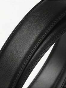 男士黑色自动扣皮带 - 休闲商务仿皮腰带，适合搭配牛仔裤/西装，礼品