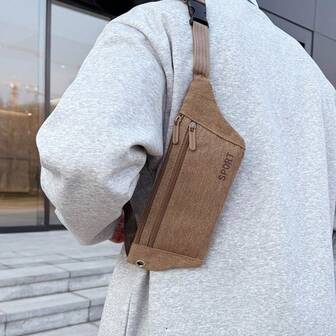 Nueva bolsa de cintura de lona para hombres, riñonera de trabajo duradera, bolsa cruzada pequeña para deportes al aire libre