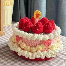DIY钩针草莓蛋糕收纳盒毛线工艺套装，手工生日/情人节礼物（女士款）