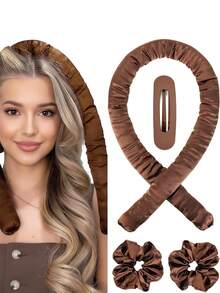 4pcs/Set Satin Heatless Curling Rods, Heatless Overnight Curling Wand Suitable For Long Hair, Heatless Curling Rods - Multicolor - View 1