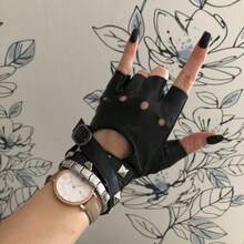 Fingerless Gloves For Women Black PU Leather Punk Rock Gloves Halloween Cosplay Half Finger Accessories Biker Driving Motorcycle Gothic Glove - 如圖所示 - 查看 4