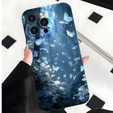 2026 nueva funda de teléfono esmerilada, funda de teléfono con patrón de mariposa azul para  17 15 Pro Max,  17 14 Pro,  17 13, funda de protección para teléfono  Galaxy S23 S22 S21, funda de pareja, regalo para novio, novia, día de San Valentín, regalo de cumpleaños - Negro - Ver 3